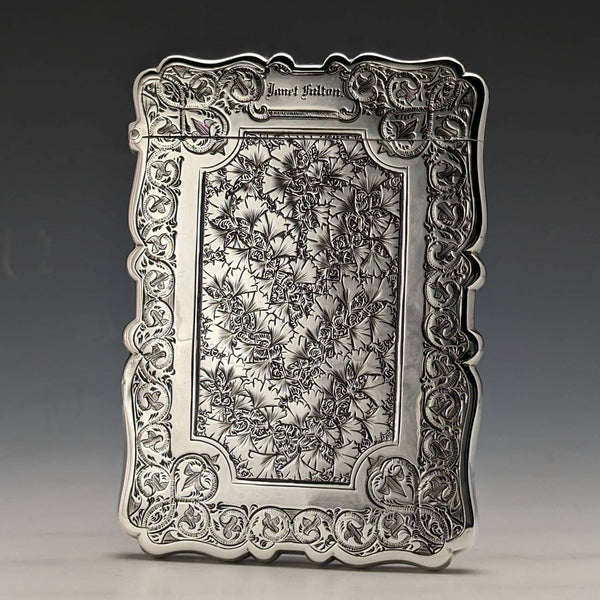 1878年 英国アンティーク 純銀製カードケース 61g Frederick Marson